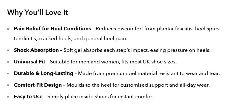 1 Pair Gel Heel Pad for Heel Pain Plantar Fasciitis, UK Heel Cups for Men & Women, Heel Support for Foot Pain,Spur,Cracked,Tendinitis - Ammpell