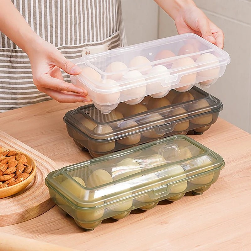 10/15 Grids Eggs Storage Box Plastic Transparent Portable Egg Fresh-keeping Case Refrigerator Storage Container Kitchen Tool - Ammpell