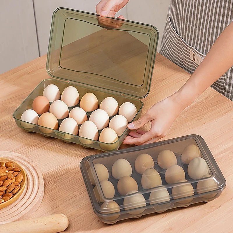 10/15 Grids Eggs Storage Box Plastic Transparent Portable Egg Fresh-keeping Case Refrigerator Storage Container Kitchen Tool - Ammpell