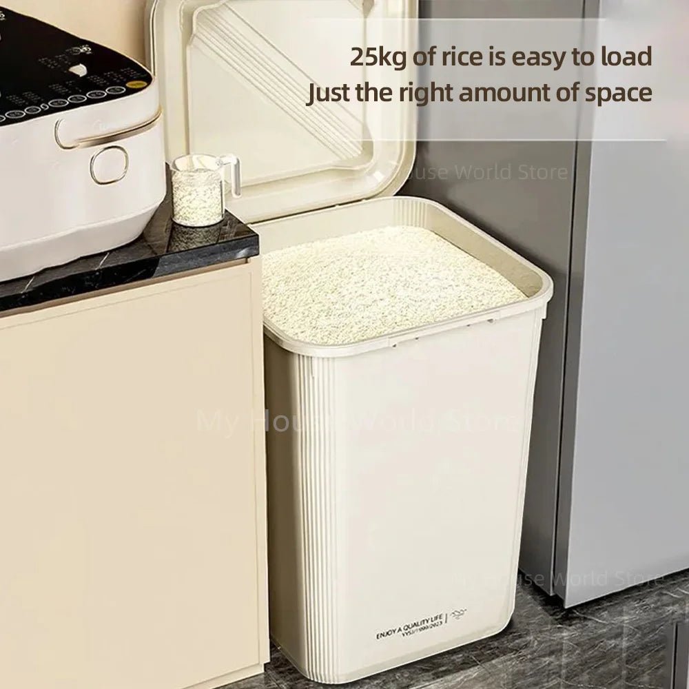 10KG Rice Container Rice Storage Box Sealed Cereal Dispenser with Buckle Insect Proof Grain Pet Food Container Kitchen Organizer - Ammpell