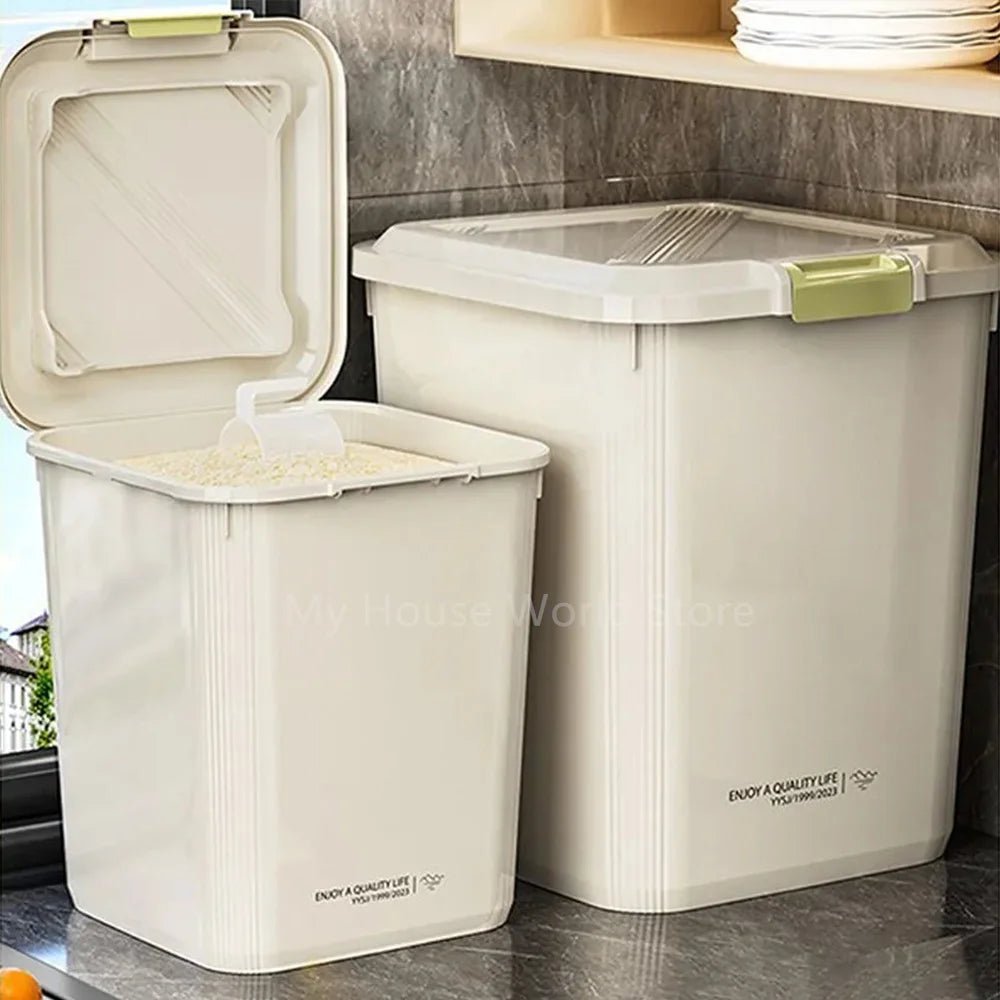 10KG Rice Container Rice Storage Box Sealed Cereal Dispenser with Buckle Insect Proof Grain Pet Food Container Kitchen Organizer - Ammpell