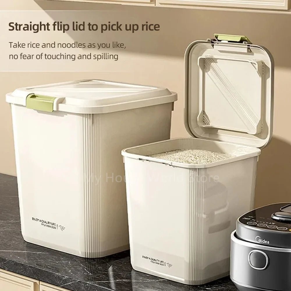 10KG Rice Container Rice Storage Box Sealed Cereal Dispenser with Buckle Insect Proof Grain Pet Food Container Kitchen Organizer - Ammpell