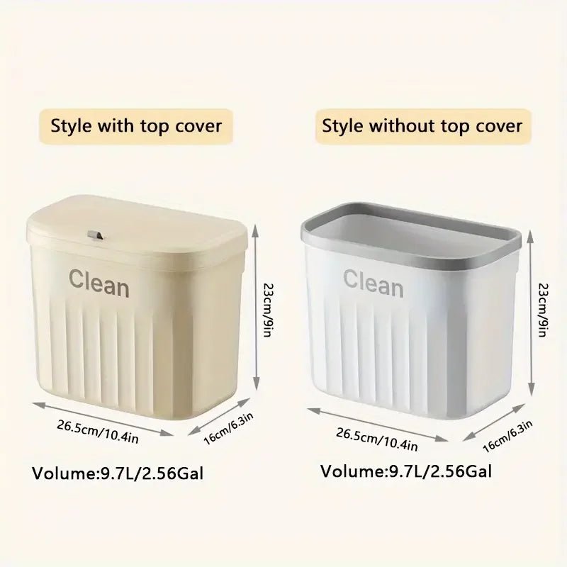 12L Kitchen Trash Can Wall Mounted Hanging Trash Bin with Lid Garbage Can for Cabinet Under Sink Waste Garbage Compost Bin Trash - Ammpell