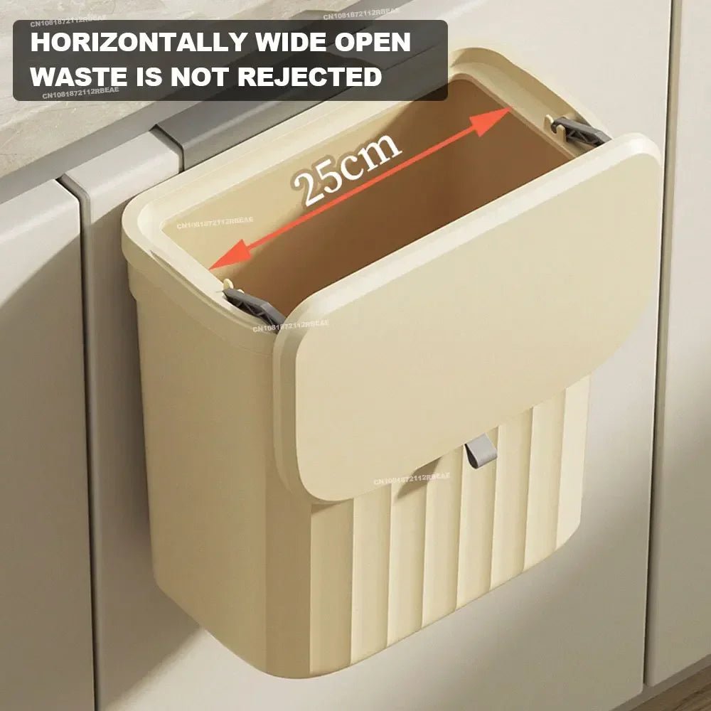 12L Kitchen Trash Can Wall Mounted Hanging Trash Bin with Lid Garbage Can for Cabinet Under Sink Waste Garbage Compost Bin Trash - Ammpell