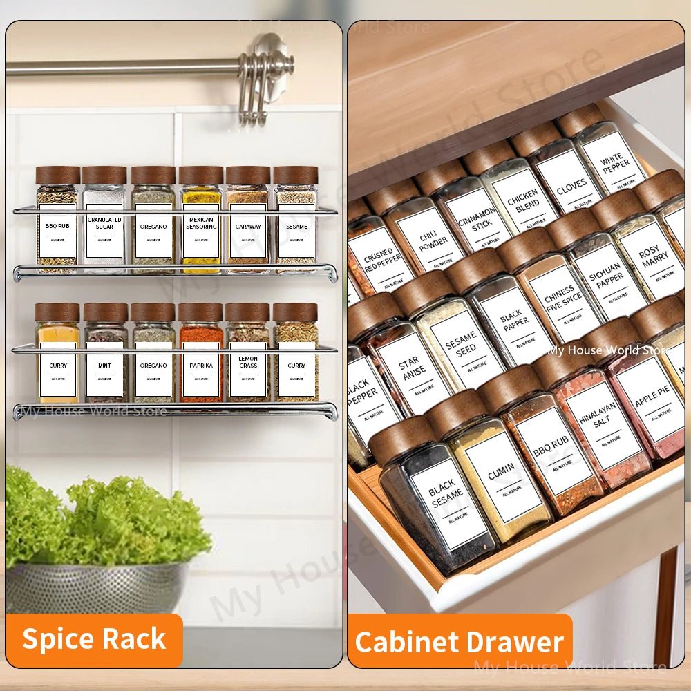 13Pcs Glass Spice Jars with Bamboo Lids 4oz Glass Jars Spice Jar Set Seasoning Jars Organizer Storage Bottles for Spice Rack - Ammpell
