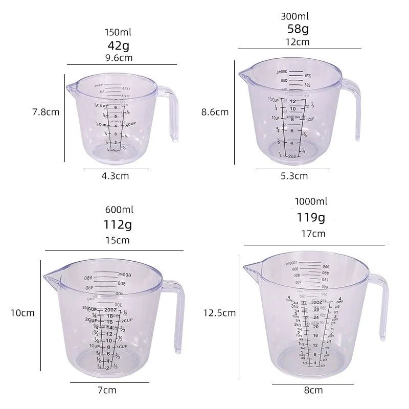 150/300/600/1000ml Measuring Cup with Scale Handle Plastic Tip Mouth Jug Cup Transparent Pour Spout Mixing Cup Measuring Tool - Ammpell