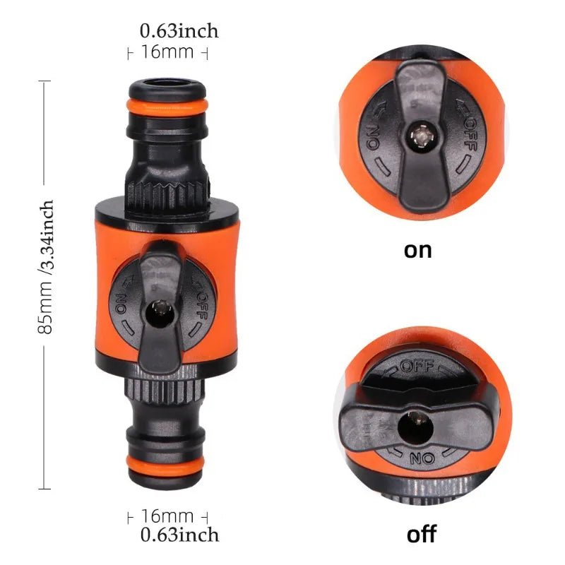 16mm Garden Hose Shut-Off Valve Quick Connector, 1 or 2 Pack - Ammpell