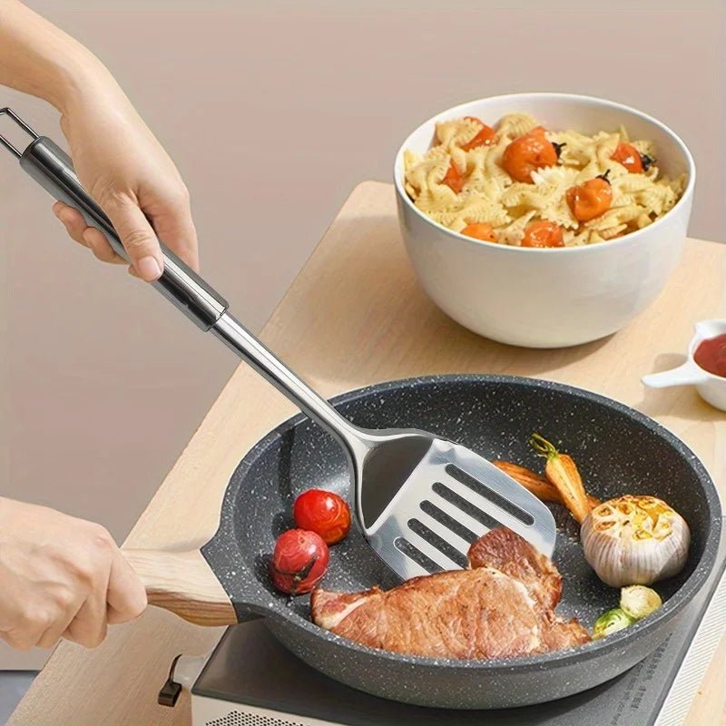1pc Stainless Steel Slotted Turner Kitchen Cooking Spatula Saute Steak Burger Butter Tool - Ammpell