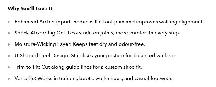 2 - Piece Premium Orthotic UK Gel Insoles | Orthopedic Support for Flat Feet & Foot Health - Ammpell