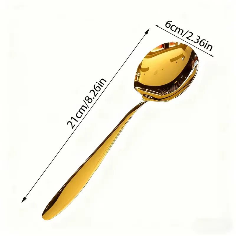 2/4/6pcs Stainless Steel Serving Spoons with Round Heads, Large Spoons, and Long-Handled Soup Ladles; Suitable for Home Kitchens - Ammpell
