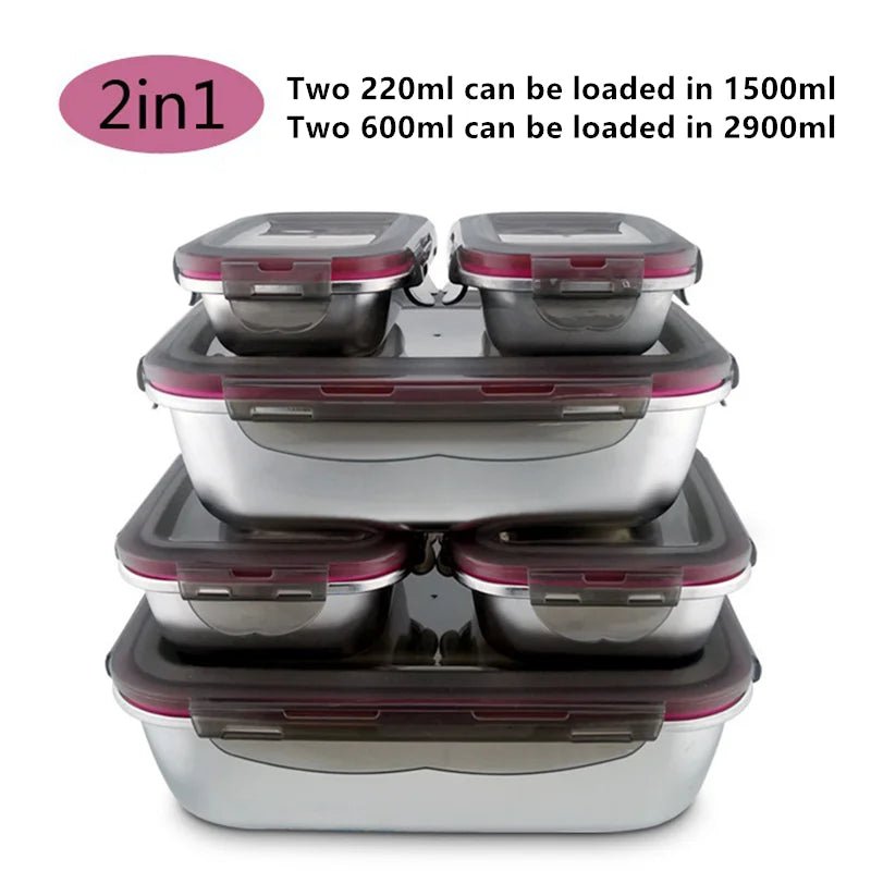 304 Stainless Steel Food Lunch Bento Box Sealed Leakproof Travel Storage Box Household Pickle Box Microwave Heating Lunchboxs - Ammpell