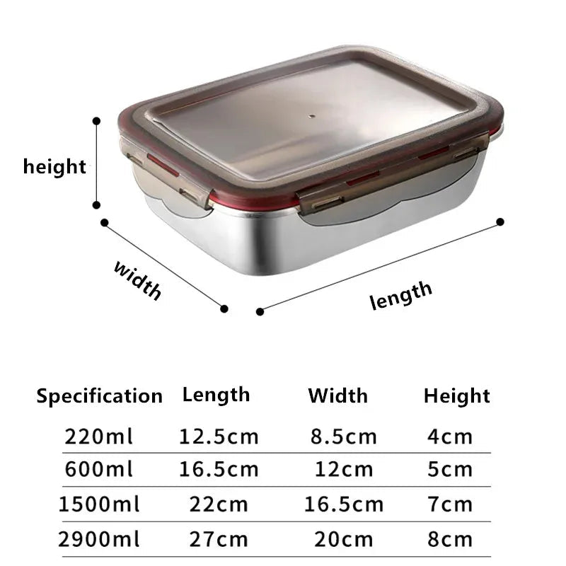 304 Stainless Steel Food Lunch Bento Box Sealed Leakproof Travel Storage Box Household Pickle Box Microwave Heating Lunchboxs - Ammpell