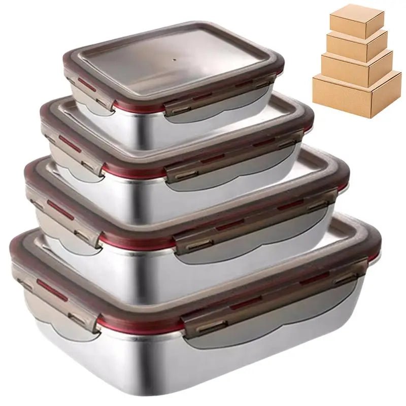 304 Stainless Steel Food Lunch Bento Box Sealed Leakproof Travel Storage Box Household Pickle Box Microwave Heating Lunchboxs - Ammpell