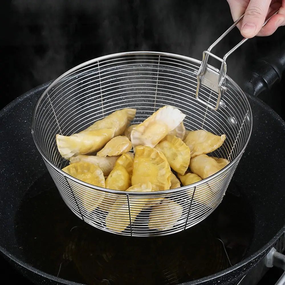 304 Stainless Steel Frying Strainer Basket French Chip Filter Strainer Deep Fry Basket Handle Round Fryer Food Strainer Kitchen - Ammpell