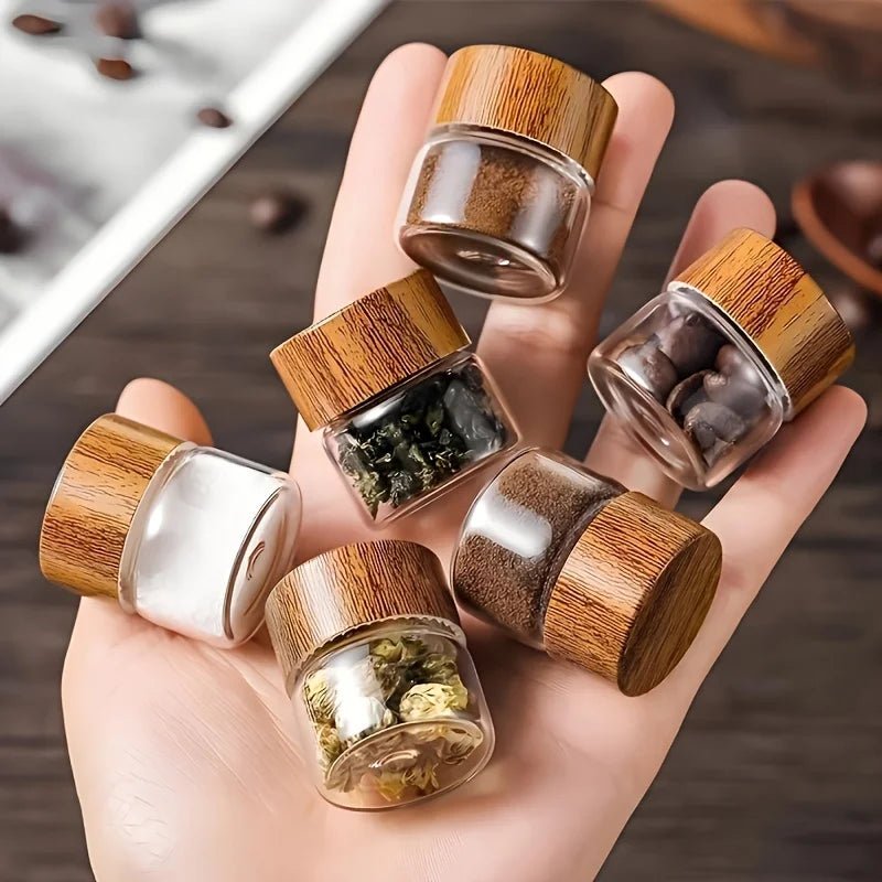 6 - Pack Mini Glass Dispenser Bottles - Ounce Portable Containers, Suitable for Traveling, Picnics, Camping, and Kitchen Use - Ammpell