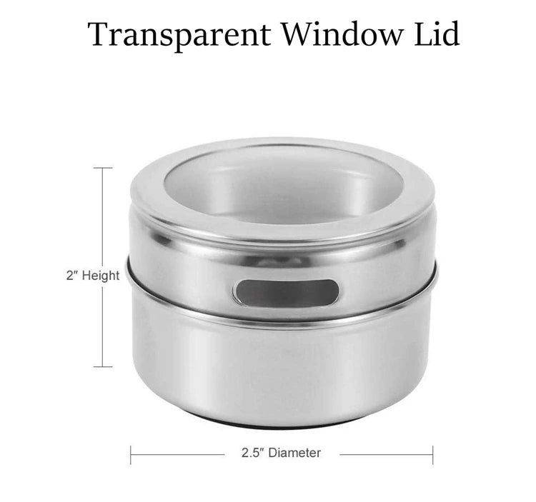 Magnetic Spice Tins with Wall Rack, Stainless Steel