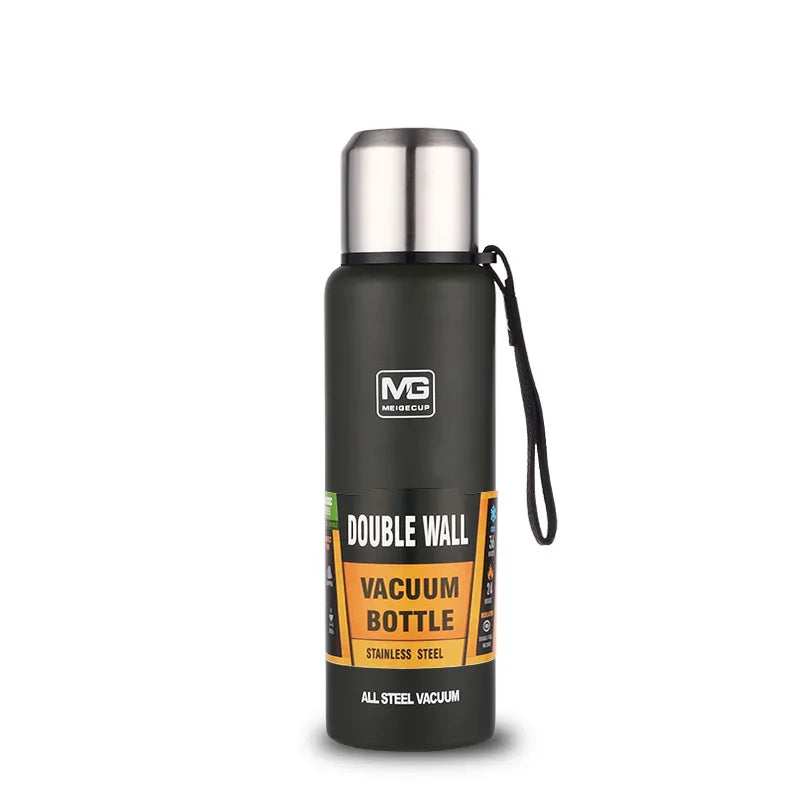 Stainless Steel Vacuum Flask Thermos with Rope, Insulated Bottle, 500 to 1500 ml