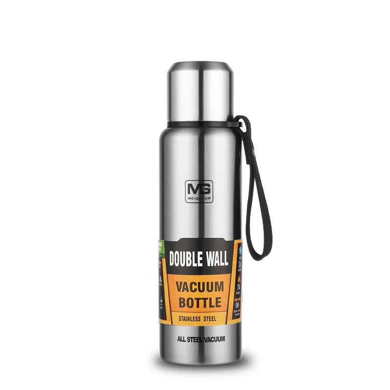 Stainless Steel Vacuum Flask Thermos with Rope, Insulated Bottle, 500 to 1500 ml