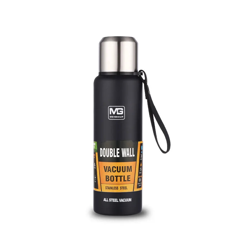 Stainless Steel Vacuum Flask Thermos with Rope, Insulated Bottle, 500 to 1500 ml