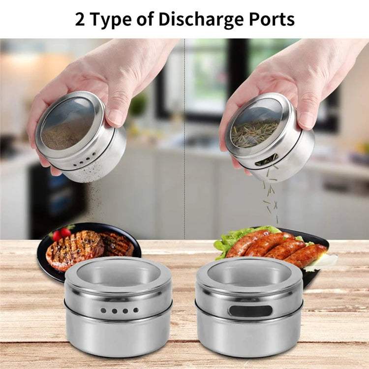 Magnetic Spice Tins with Wall Rack, Stainless Steel