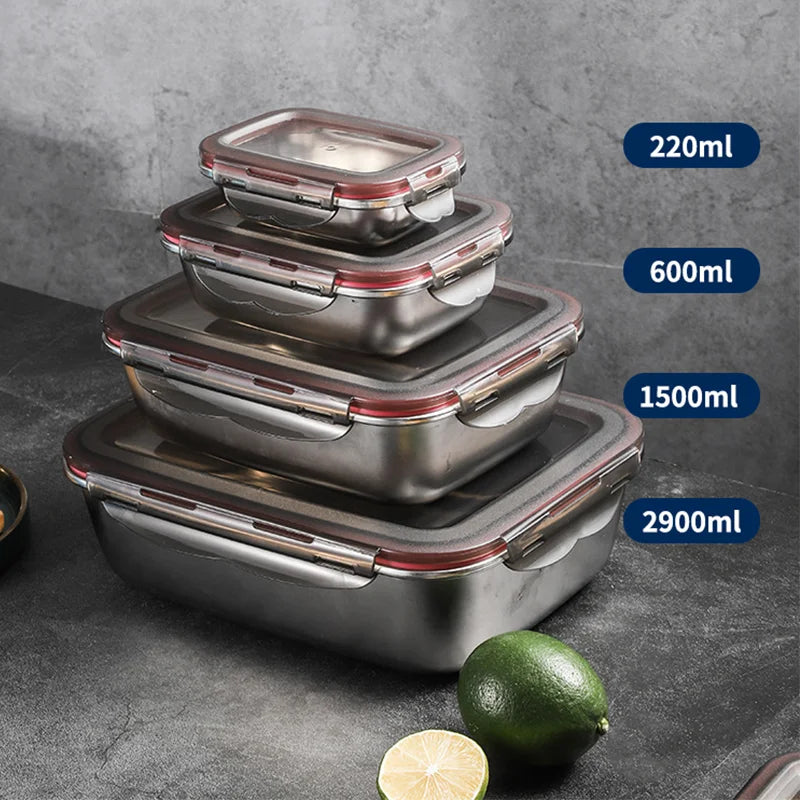 304 Stainless Steel Leakproof Lunch Box, 220ml to 2900ml