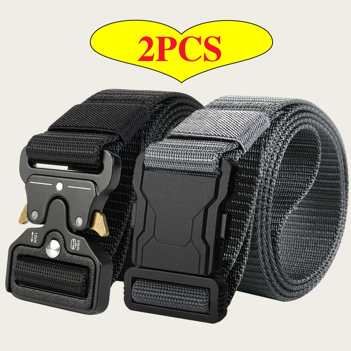 Nylon Web Belt with Quick-Release Buckle, 2 Pack