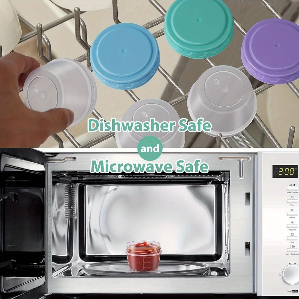 Mini Sauce Containers with Lids, 2.7oz, 1 to 6 Pack