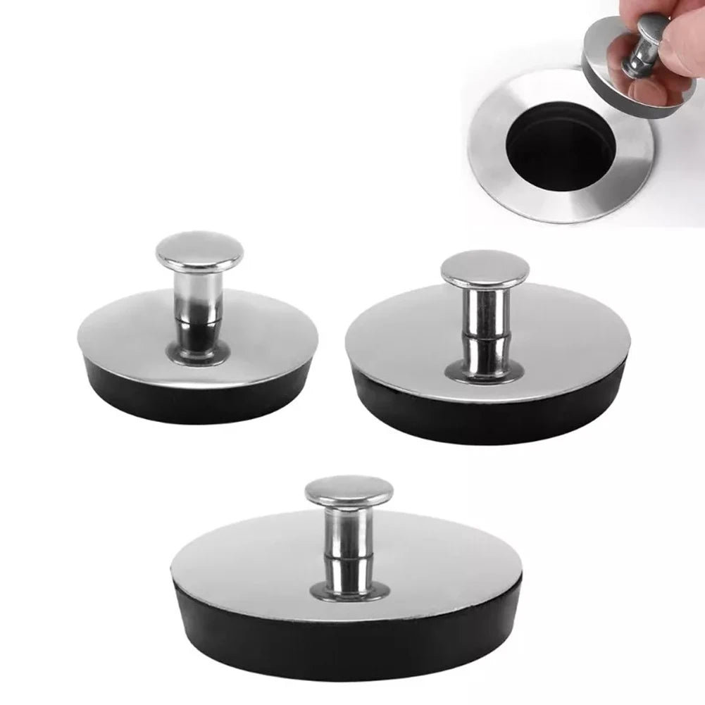 Stainless Steel Sink Plug, Bathtub and Washbasin Drain Stopper, 3 Sizes