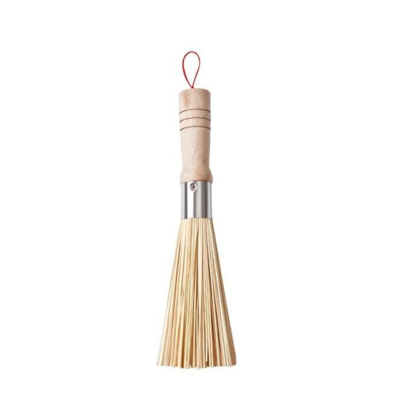 1Pc Bamboo Dish Brush Oil-Resistant, Stain-Removing Pot Scrubber Handcrafted Wooden Handle Kitchen Cleaning