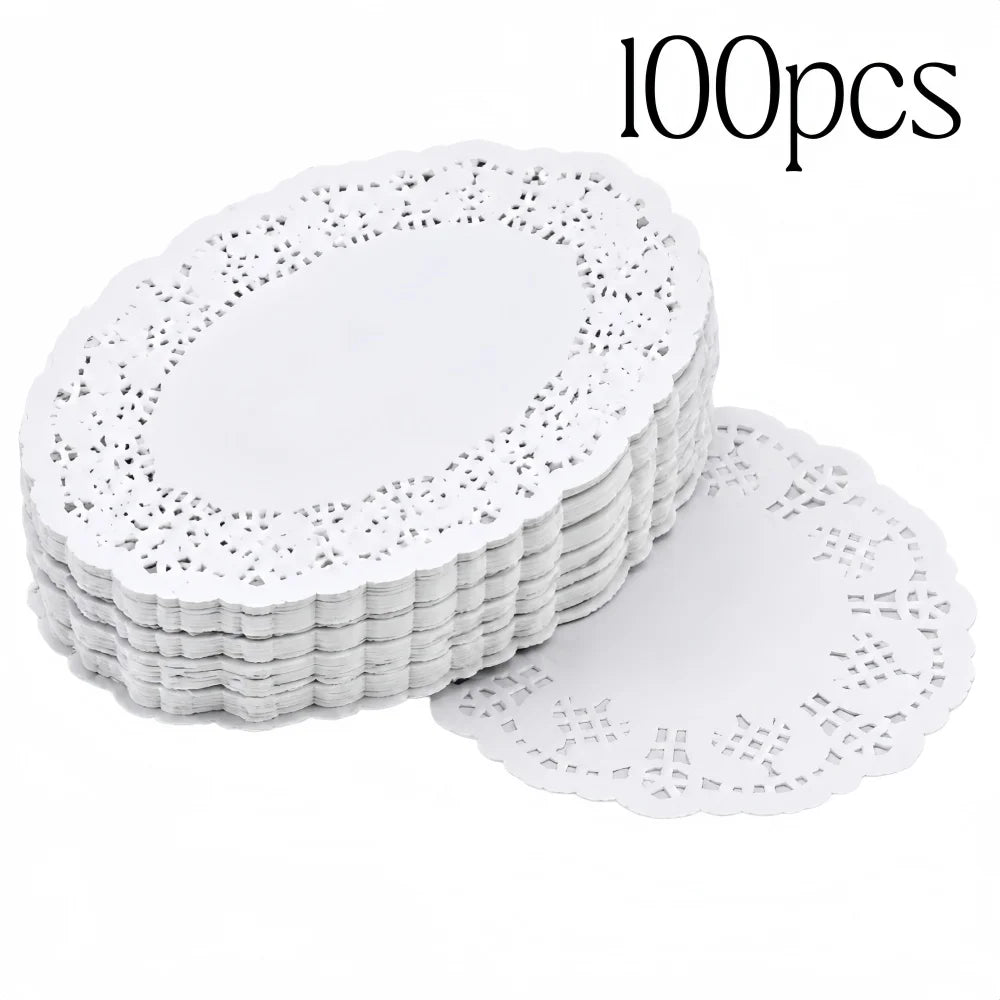 Paper Doilies, Round, Oval or Rectangular, 50 or 100 Pack