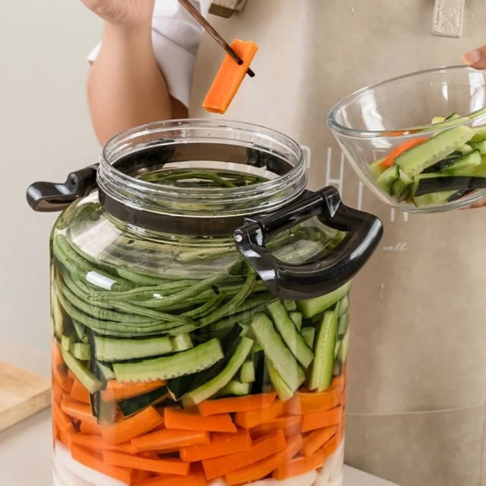 Large Capacity Pickle Jars With Lids Food Grade Sealed Airtight Storage Pitcher Leak-Proof With Handle Hermetic Food Box