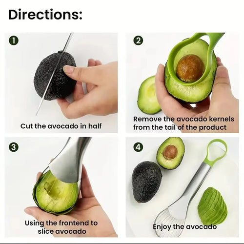 2 in 1 Stainless Steel Avocado Slicer and Peeler, Kitchen Fruit Cutter