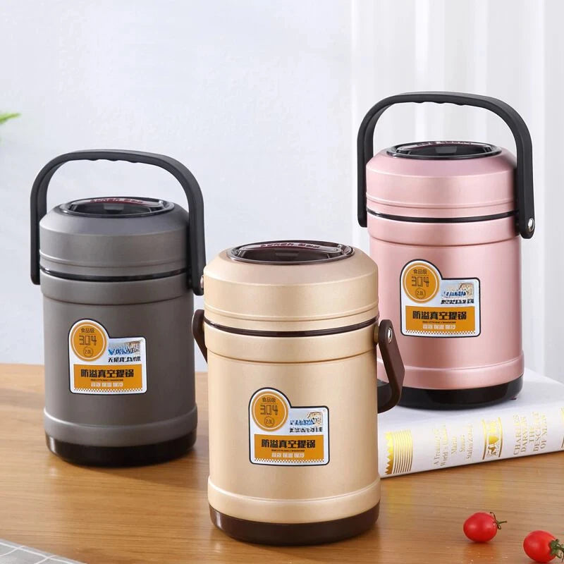 Stainless Steel Insulated Lunch Box, 3 Tier Bento Food Carrier, 1.5 L, 2 L or 2.5 L