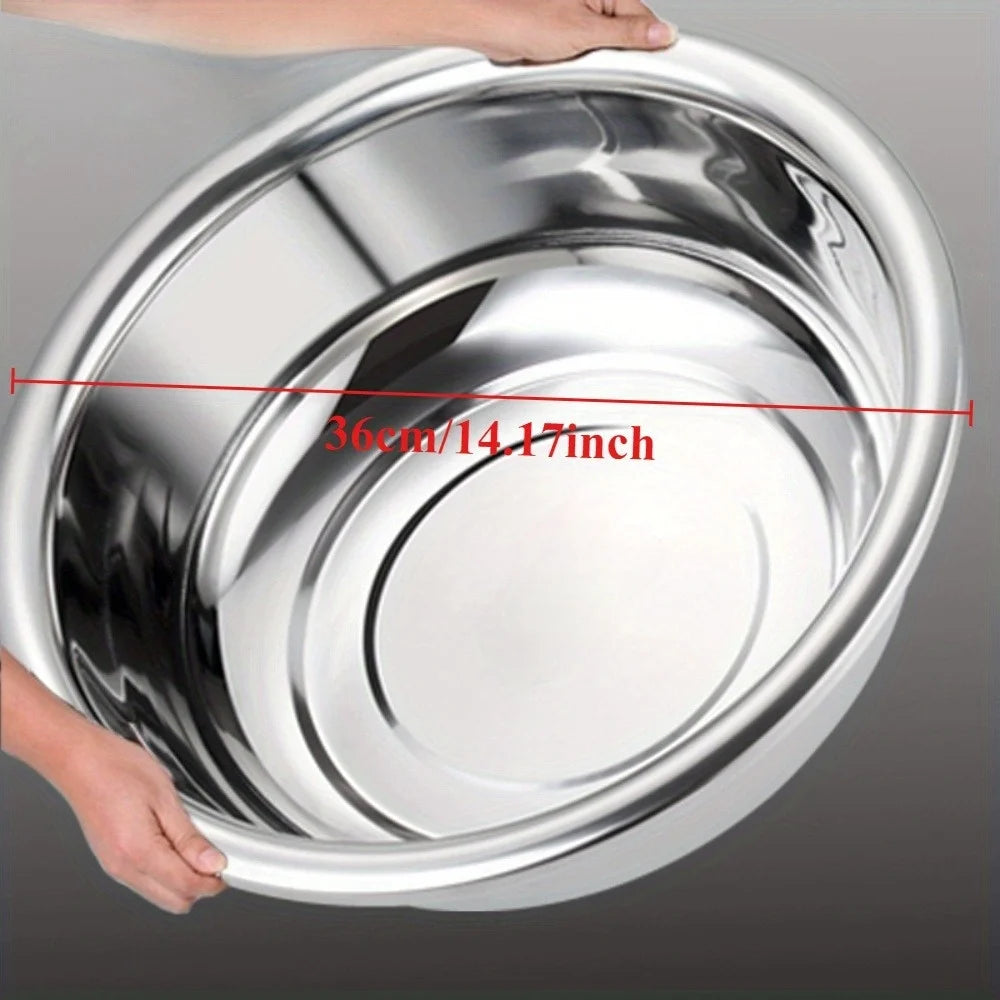 Oversized 36 cm Stainless Steel Mixing Bowl, Large Salad and Washing Bowl, 1 or 2 Pack