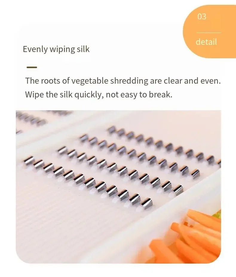 Hand-Held Vegetable Grater and Slicer with Container