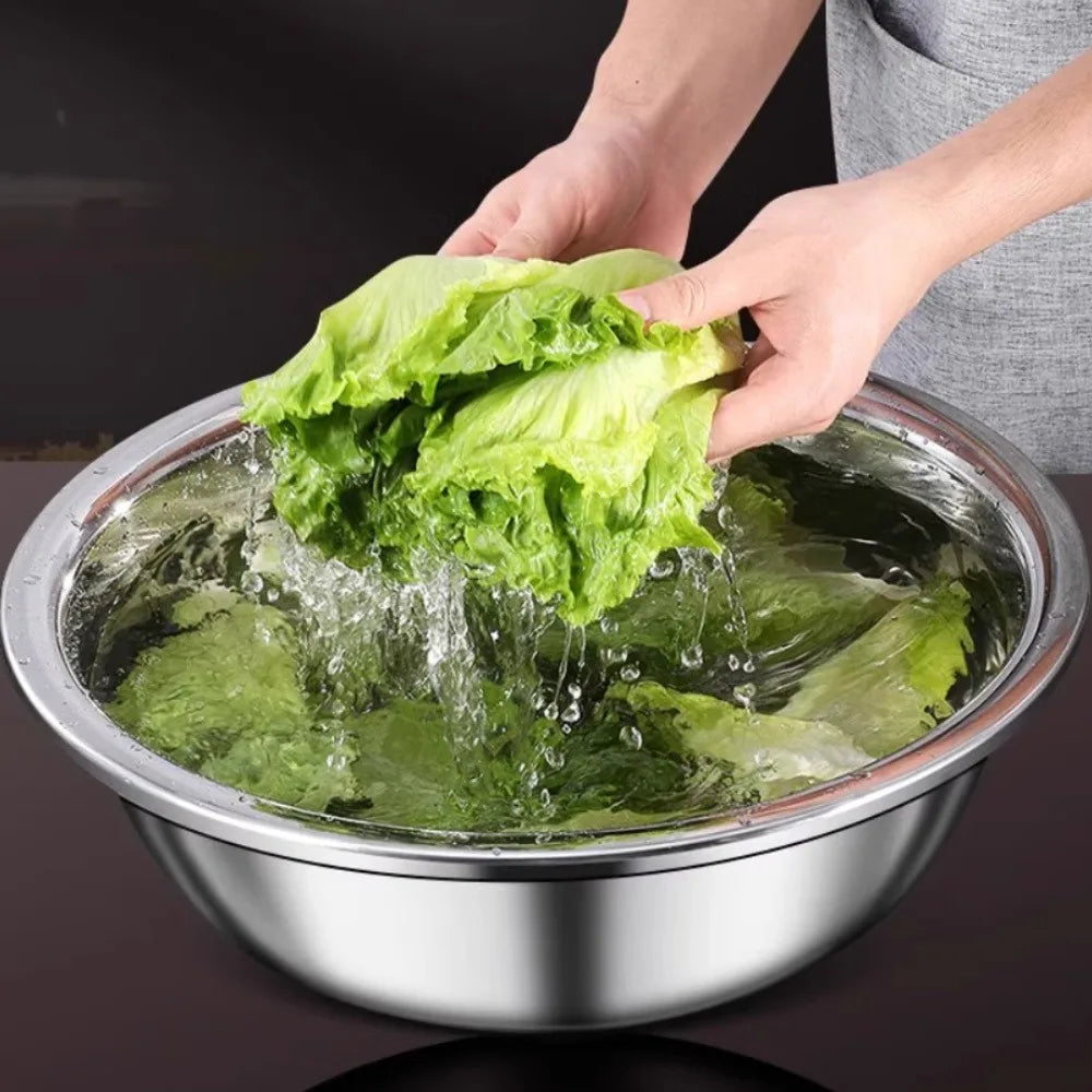 Oversized 36 cm Stainless Steel Mixing Bowl, Large Salad and Washing Bowl, 1 or 2 Pack