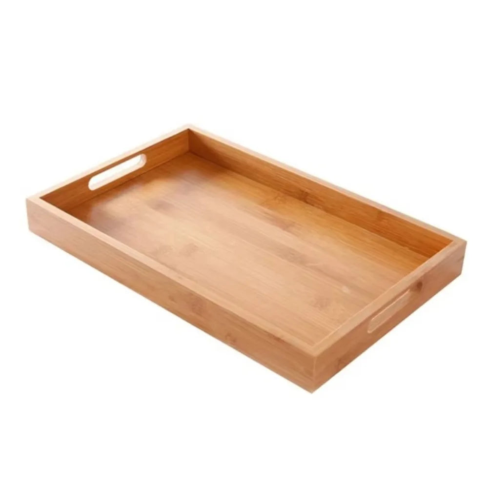 Wooden Rectangular Storage Tray, Serving Plate for Cups, Fruit and Snacks, 6 Sizes
