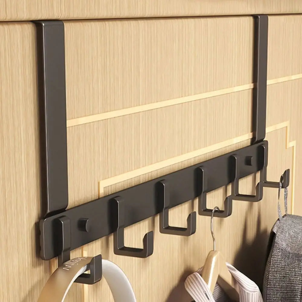 Over-the-Door Hook Rack, 6 Hooks for Coats, Hats and Towels