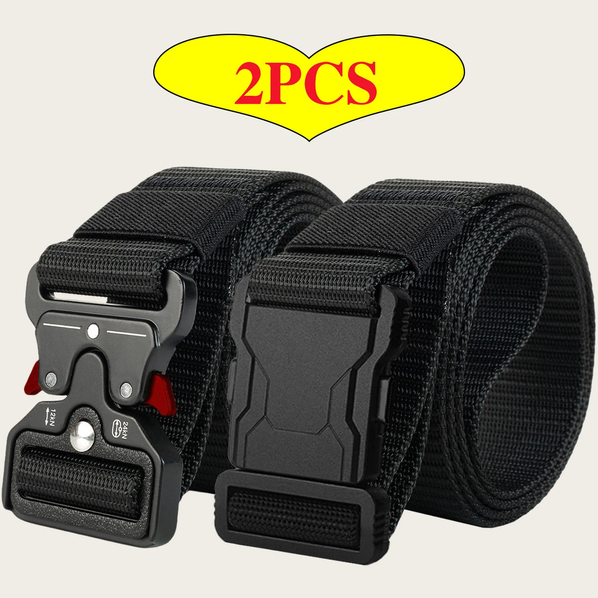 Nylon Web Belt with Quick-Release Buckle, 2 Pack