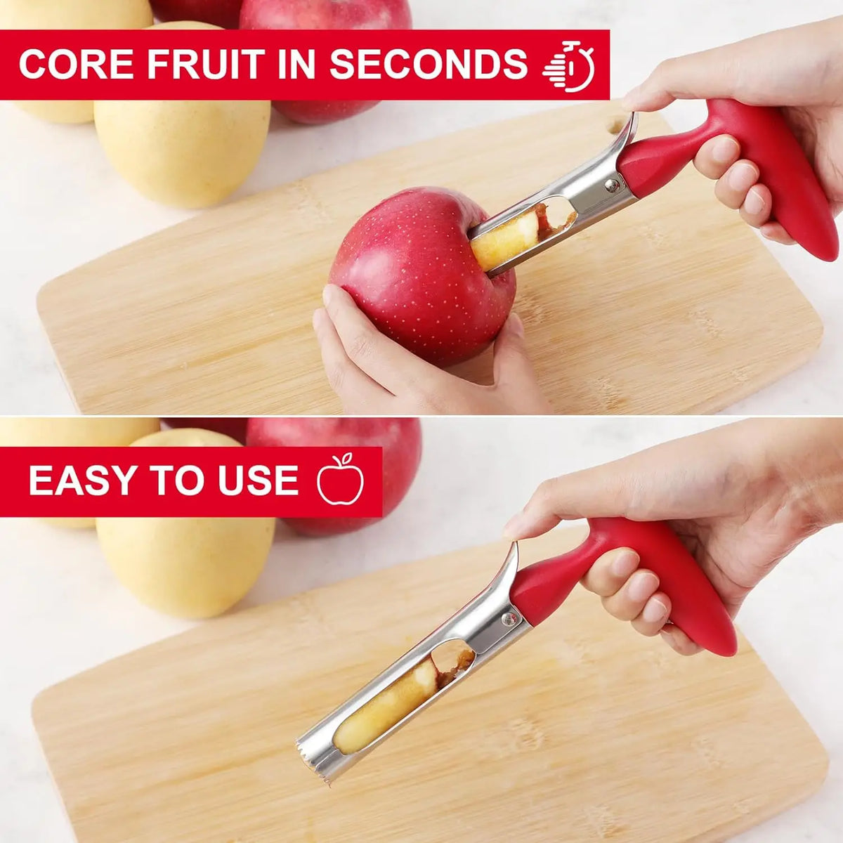 1PC Premium Stainless Steel Kitchen  Apple Corer Tool Ultra Sharp Easy to Use & Clean Durable Fruit Corer Remover