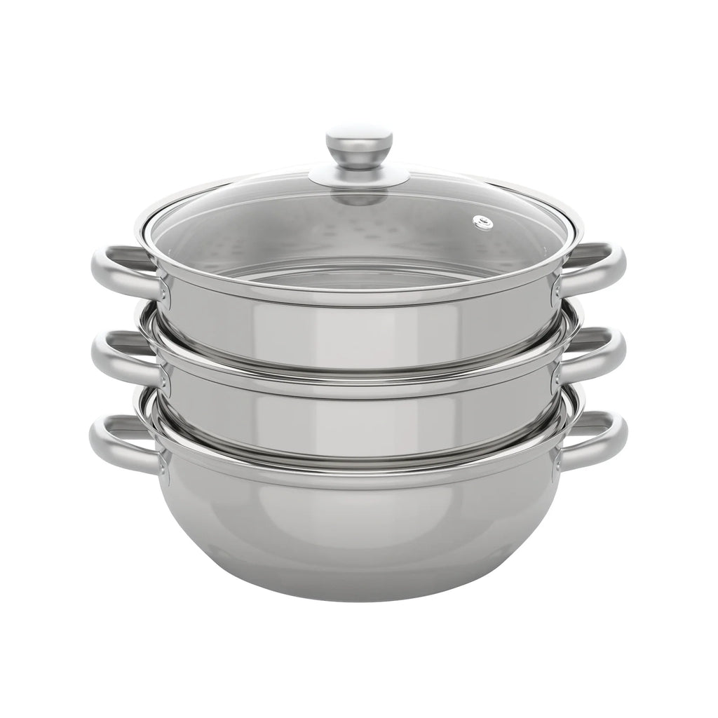 11 Inch 3-Tier Stainless Steel Food Steamer Pot with Lid