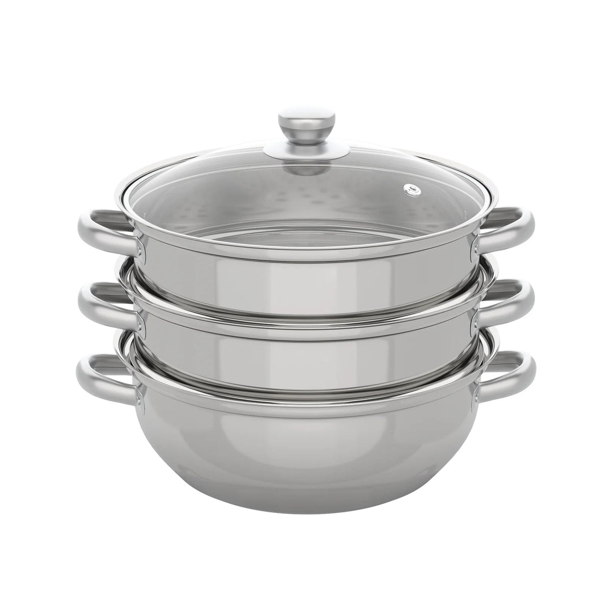 11 Inch 3-Tier Stainless Steel Food Steamer Pot with Lid