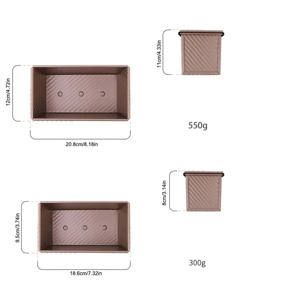 Nonstick Pullman Loaf Pan with Lid, Carbon Steel Corrugated Toast Tin, Small or Large