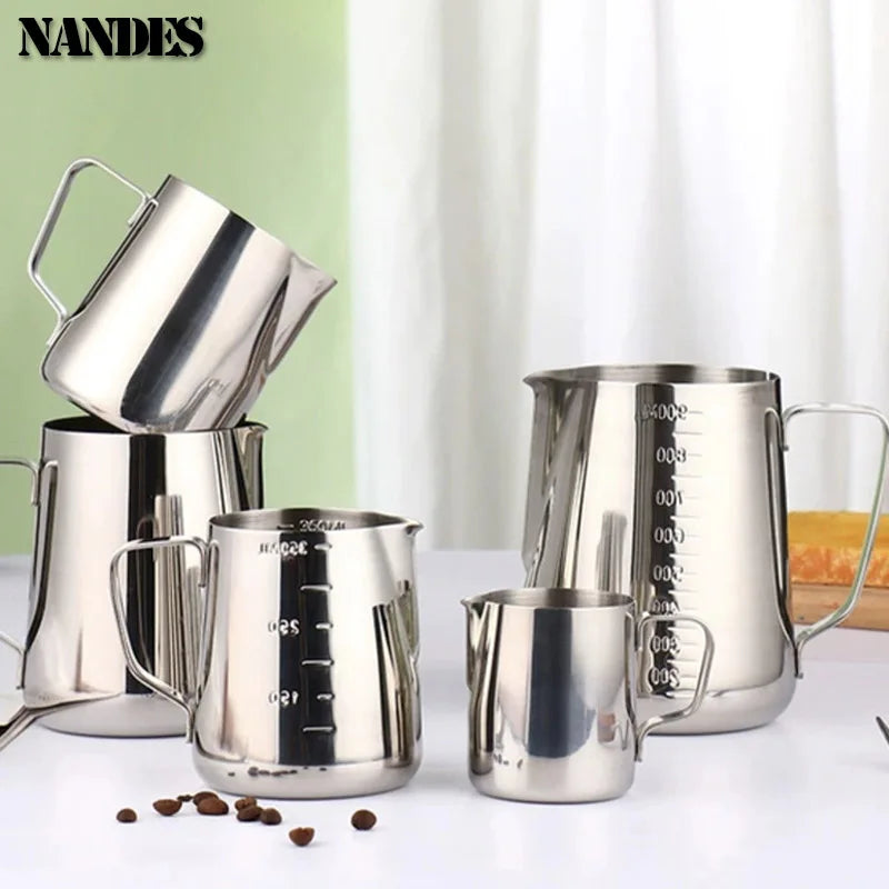 Stainless Steel Milk Frothing Jug, 100ml to 600ml