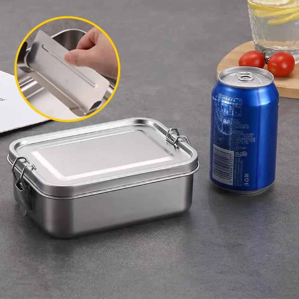 Stainless Steel Square Bento Box with Lid, Leak-Proof Lunch Container, 550 to 2400 ml