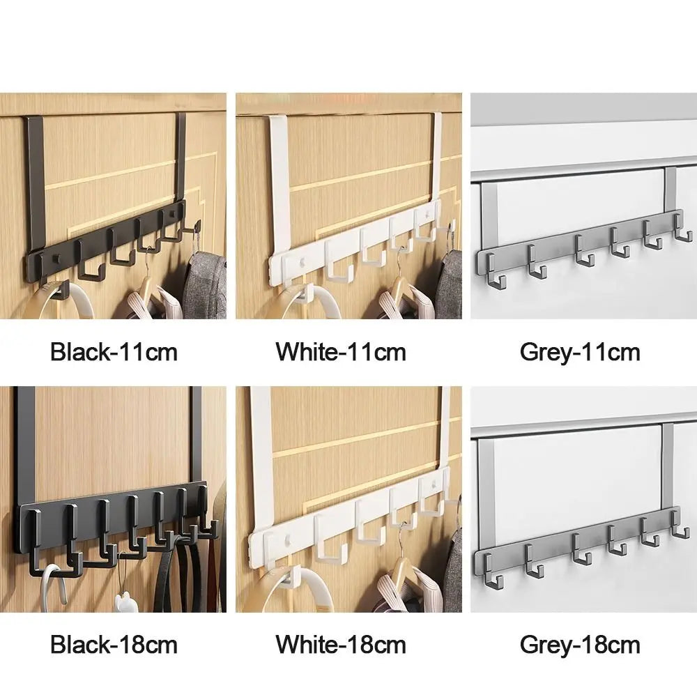 Over-the-Door Hook Rack, 6 Hooks for Coats, Hats and Towels