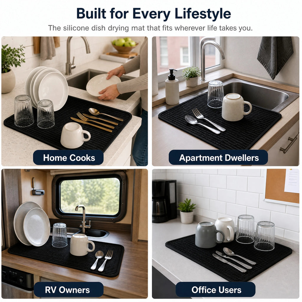 Silicone Stove Top Cover and Dish Drying Mat, 70x50cm, 3mm