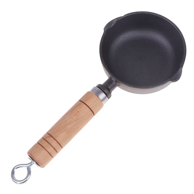 12 cm Cast Iron Mini Frying Pan with Pour Spout, for Eggs, Butter and Milk