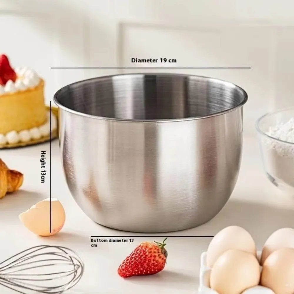Stainless Steel Mixing Bowl Household Splash Proof Salad Egg Beating Basin Deep Design Bread Cake Fruit Container