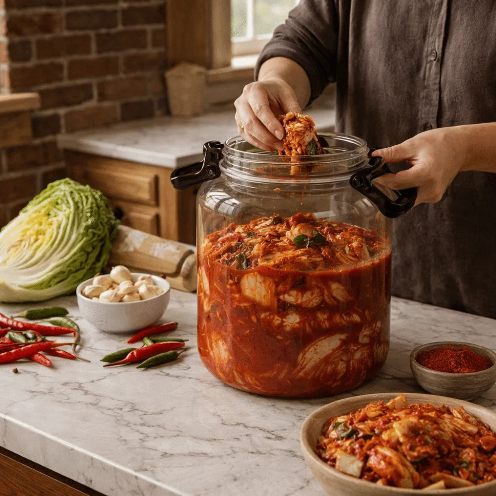 Large Capacity Pickle Jars With Lids Food Grade Sealed Airtight Storage Pitcher Leak-Proof With Handle Hermetic Food Box